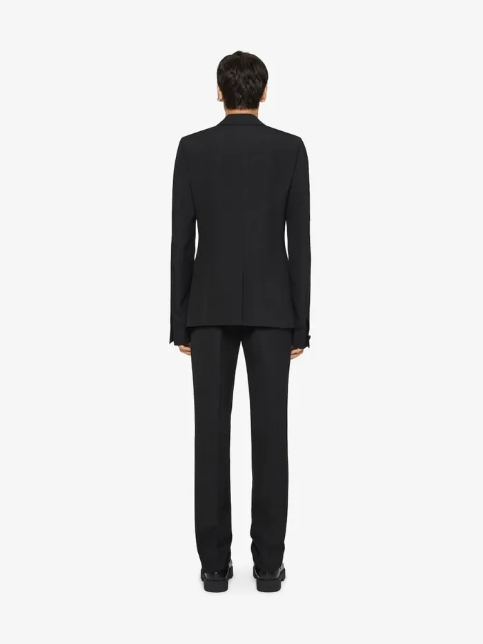 Men Pants and Shorts Givenchy Slim Fit Tailored Pants In Wool With Satin Waistband Black