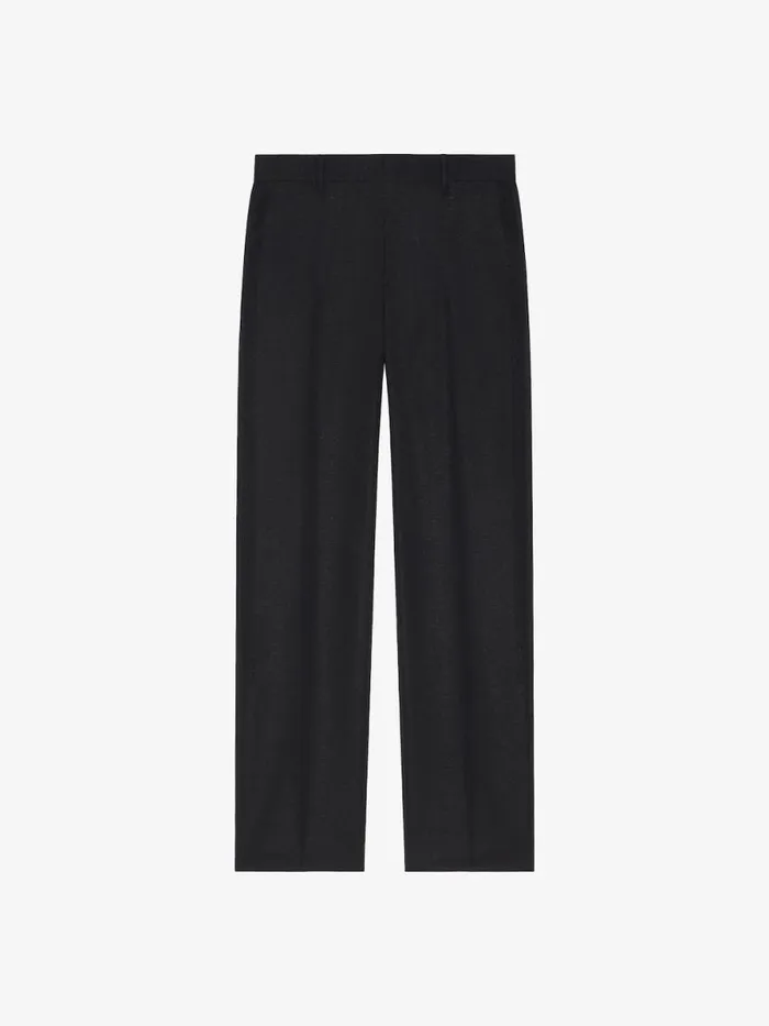 Men Pants and Shorts Givenchy Tailored Pants In Wool And Lurex With Rhinestones Black