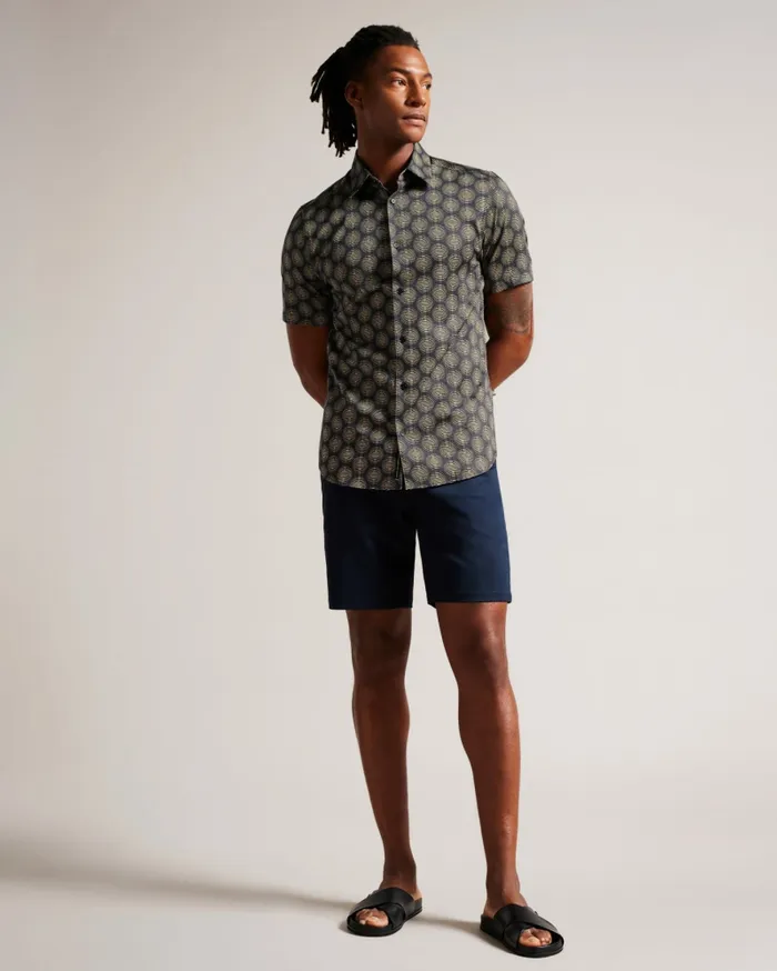 Men PEARSHO 8211 Short Sleeve Circle Geometric Shirt Navy Ted Baker Shirts Men PEARSHO 8211 Short Sleeve Circle Geometric Shirt Navy Ted Baker Shirts