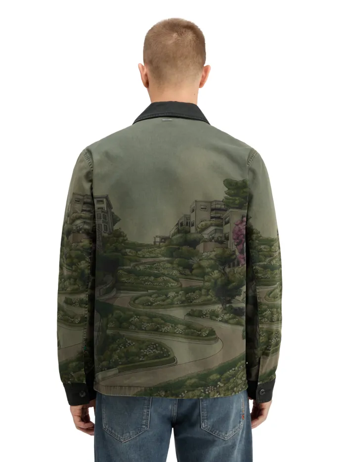 Men PHOTOPRINTED TWILL COACH JACKET Lombard Street Scenery Scotch and Soda Jackets and Coats Men PHOTOPRINTED TWILL COACH JACKET Lombard Street Scenery Scotch and Soda Jackets and Coats