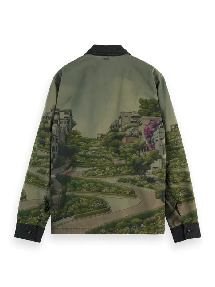 Men PHOTOPRINTED TWILL COACH JACKET Lombard Street Scenery Scotch and Soda Jackets and Coats Men PHOTOPRINTED TWILL COACH JACKET Lombard Street Scenery Scotch and Soda Jackets and Coats