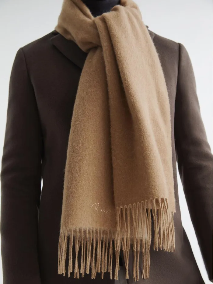 Men Picton Cashmere Blend Scarf Camel Reiss Scarves Hats and Gloves