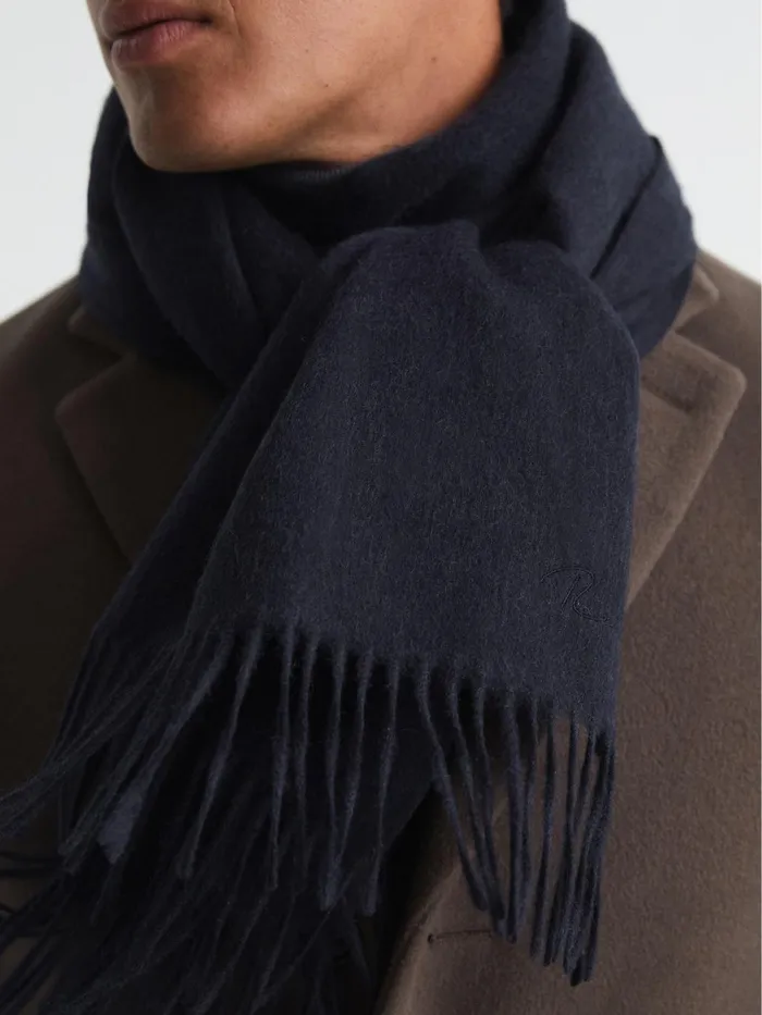 Men Picton Cashmere Blend Scarf Camel Reiss Scarves Hats and Gloves