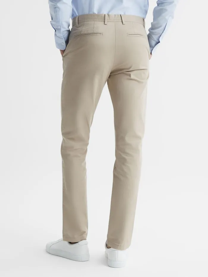 Men Pitch Slim Fit Washed Chinos Stone Reiss Trousers