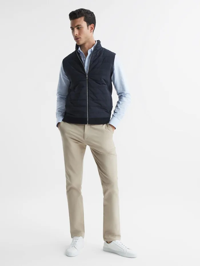 Men Pitch Slim Fit Washed Chinos Stone Reiss Trousers