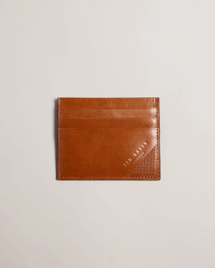 Men RAFFLE 8211 Embossed Corner Leather Card Holder Tan Ted Baker Wallets and Cardholders