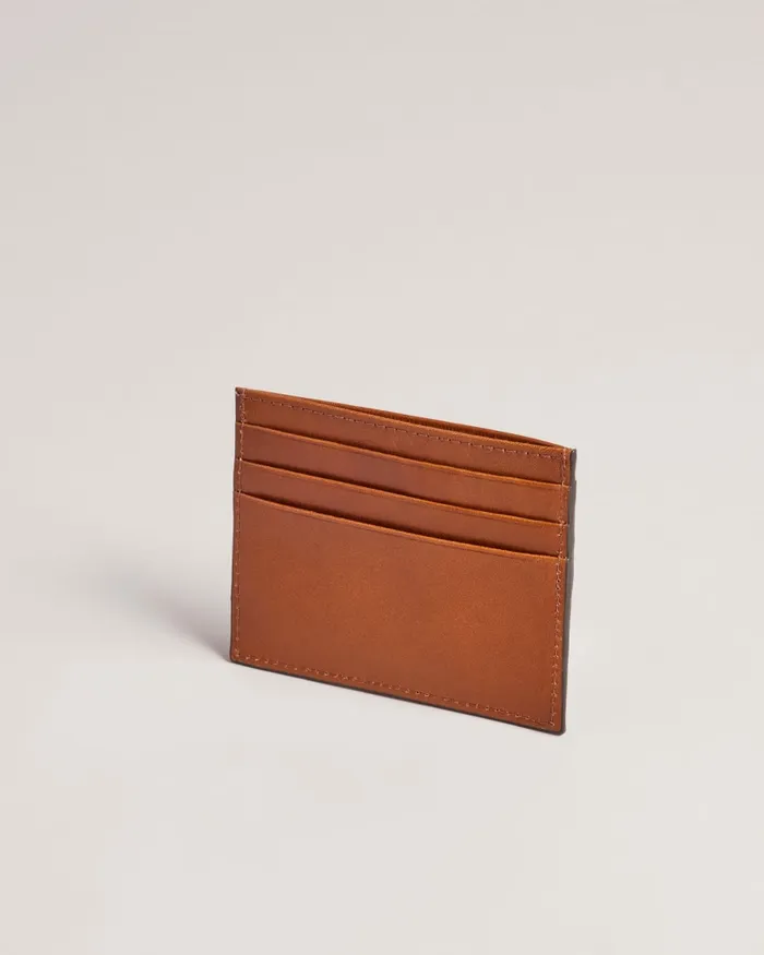 Men RAFFLE 8211 Embossed Corner Leather Card Holder Tan Ted Baker Wallets and Cardholders