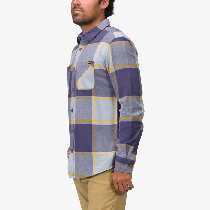 Men Reef Outerwear Morris Long Sleeve Woven Shirt Blue Fog