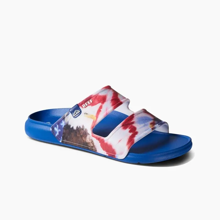 Men Reef Slides Oasis Double Up Red White And Blue Men Reef Slides Oasis Double Up Red White And Blue