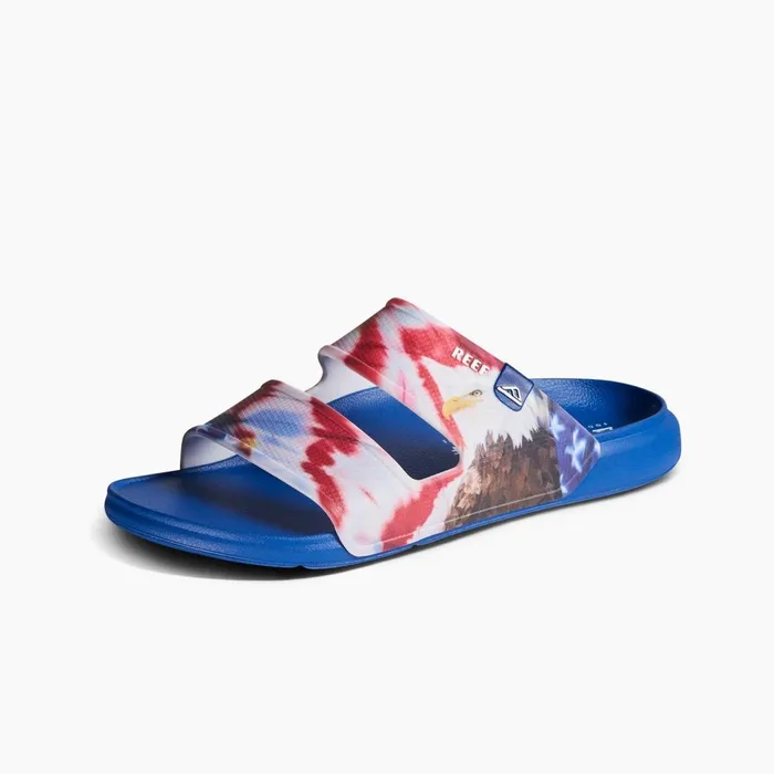 Men Reef Slides Oasis Double Up Red White And Blue Men Reef Slides Oasis Double Up Red White And Blue