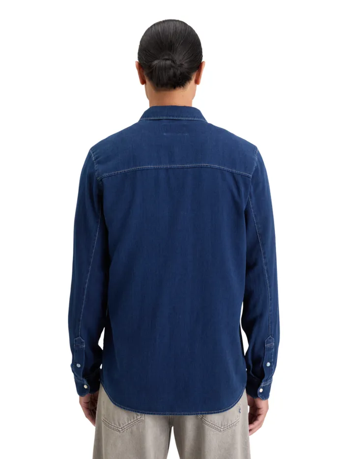 Men REGULAR FIT PREMIUM INDIGO TWILL WASHED SHIRT Indigo Scotch and Soda Shirts Men REGULAR FIT PREMIUM INDIGO TWILL WASHED SHIRT Indigo Scotch and Soda Shirts