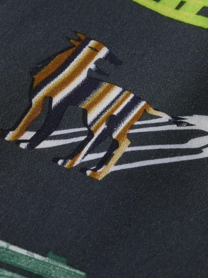 Men Regular Fit Short Sleeve AOP Viscose Shirt Park Green Aop Scotch and Soda TShirts and Polo Shirts