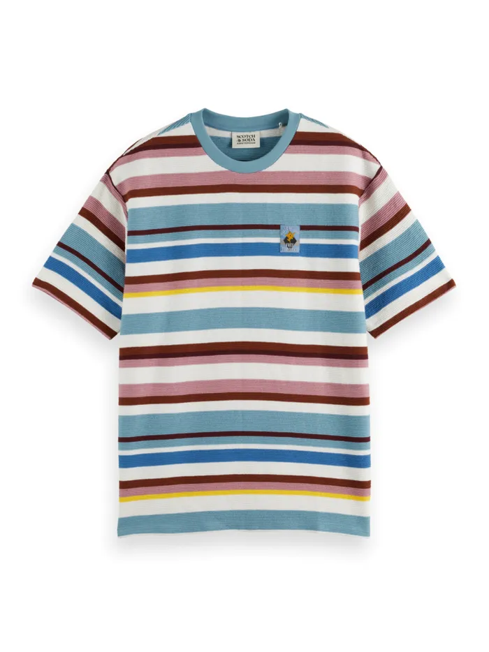 Men Relaxed Fit Textured Striped Tshirt Multi Stripe Scotch and Soda TShirts and Polo Shirts Men Relaxed Fit Textured Striped Tshirt Multi Stripe Scotch and Soda TShirts and Polo Shirts