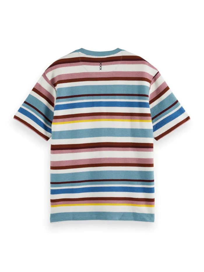 Men Relaxed Fit Textured Striped Tshirt Multi Stripe Scotch and Soda TShirts and Polo Shirts