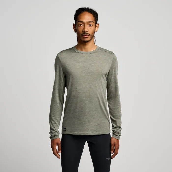 Men Saucony Tops Peregrine Merino Long Sleeve Bough Heather