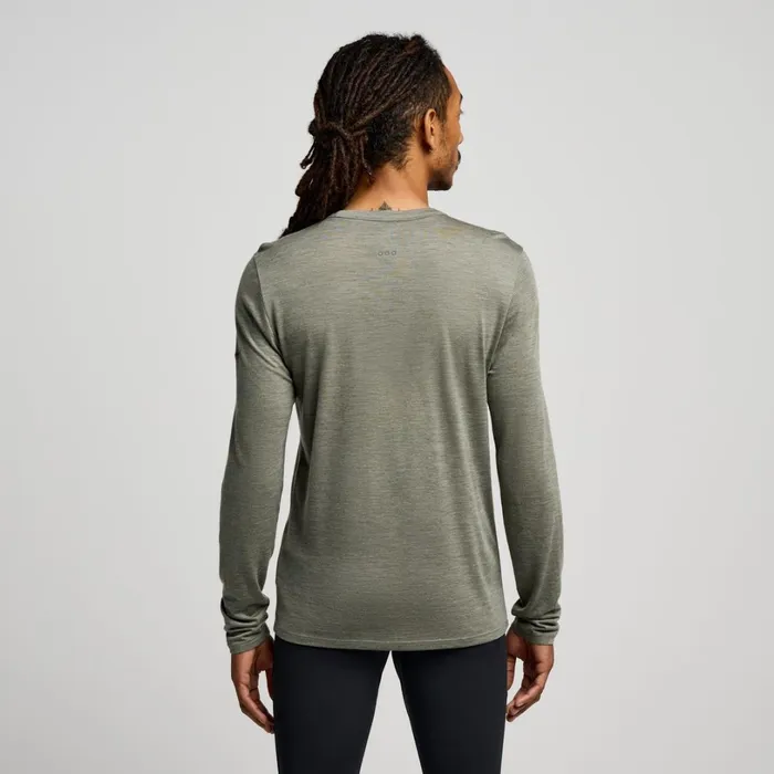 Men Saucony Tops Peregrine Merino Long Sleeve Bough Heather