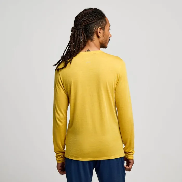 Men Saucony Tops Peregrine Merino Long Sleeve Oak Heather