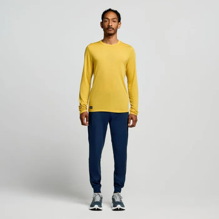 Men Saucony Tops Peregrine Merino Long Sleeve Oak Heather
