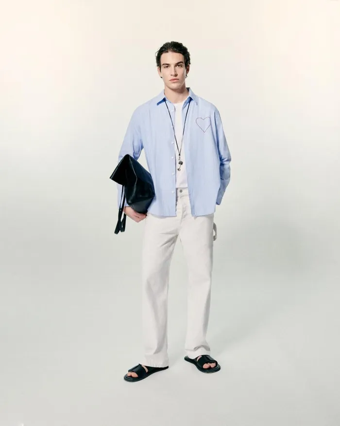 Men Shirts and TShirts From Future Long Sleeve Poplin Shirt Striped Blue