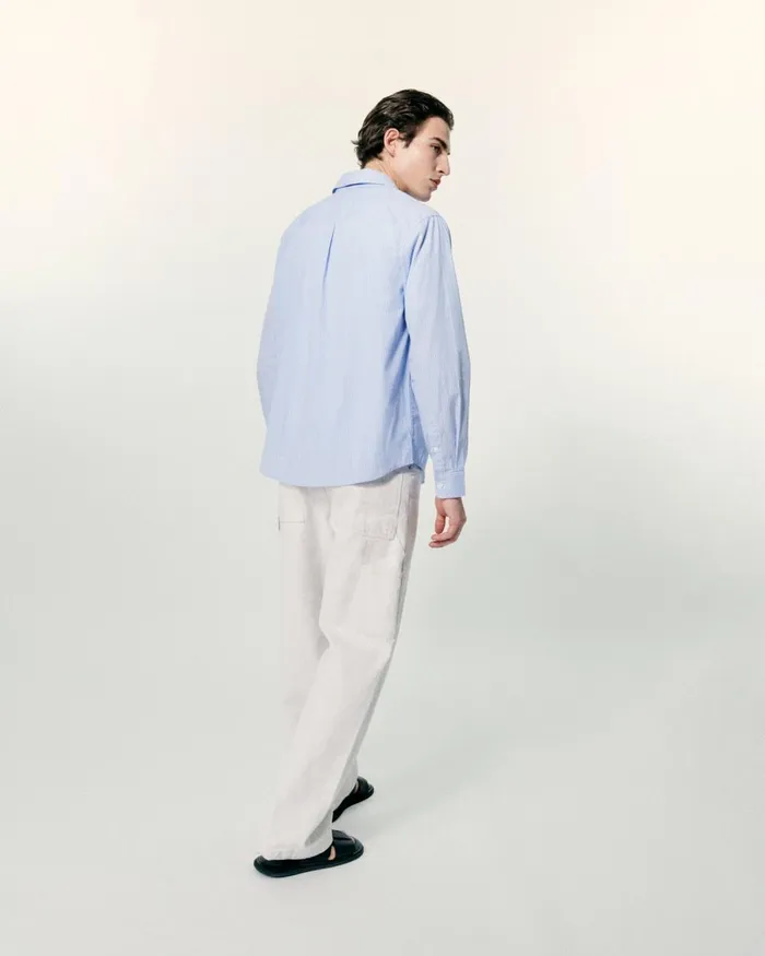 Men Shirts and TShirts From Future Long Sleeve Poplin Shirt Striped Blue