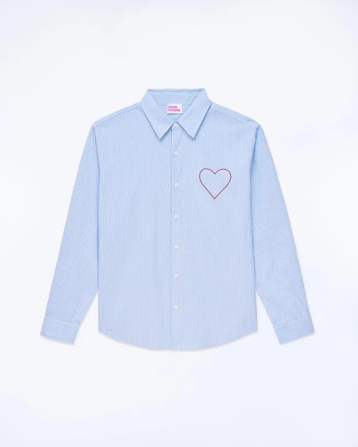 Men Shirts and TShirts From Future Long Sleeve Poplin Shirt Striped Blue