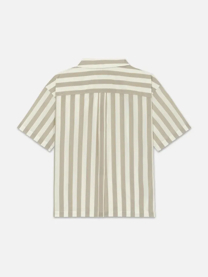 Men Shirts FRAME Camp Collar Shirt 8212 Smoke Beige Stripe Men Shirts FRAME Camp Collar Shirt 8212 Smoke Beige Stripe