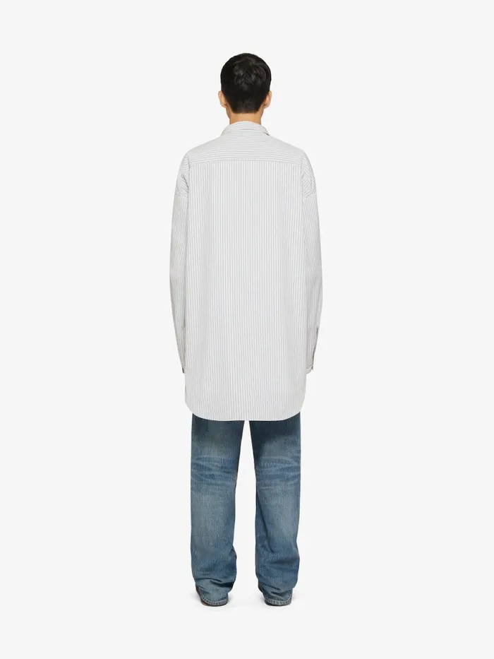 Men Shirts Givenchy Oversized Asymmetrical Striped Shirt In Cotton Light Blue