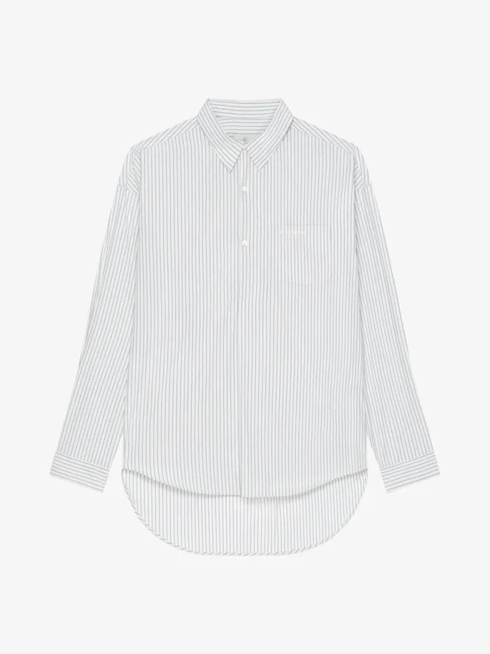 Men Shirts Givenchy Oversized Asymmetrical Striped Shirt In Cotton Light Blue