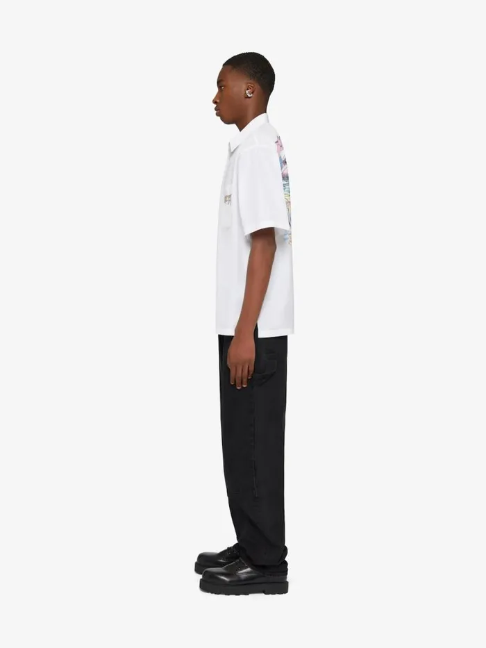 Men Shirts Givenchy Shirt In Poplin With GIVENCHY World Tour Print White