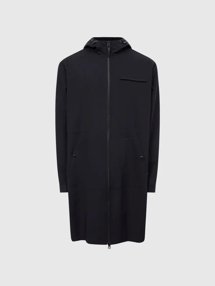 Men Sidahn Hooded Parker Black Reiss Coats and Jackets