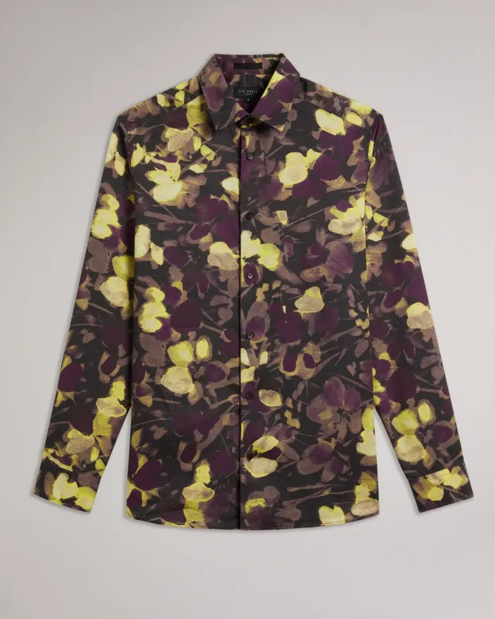 Men SLEVEN 8211 Long Sleeve Watercolour Print Shirt Multicoloured Ted Baker Shirts