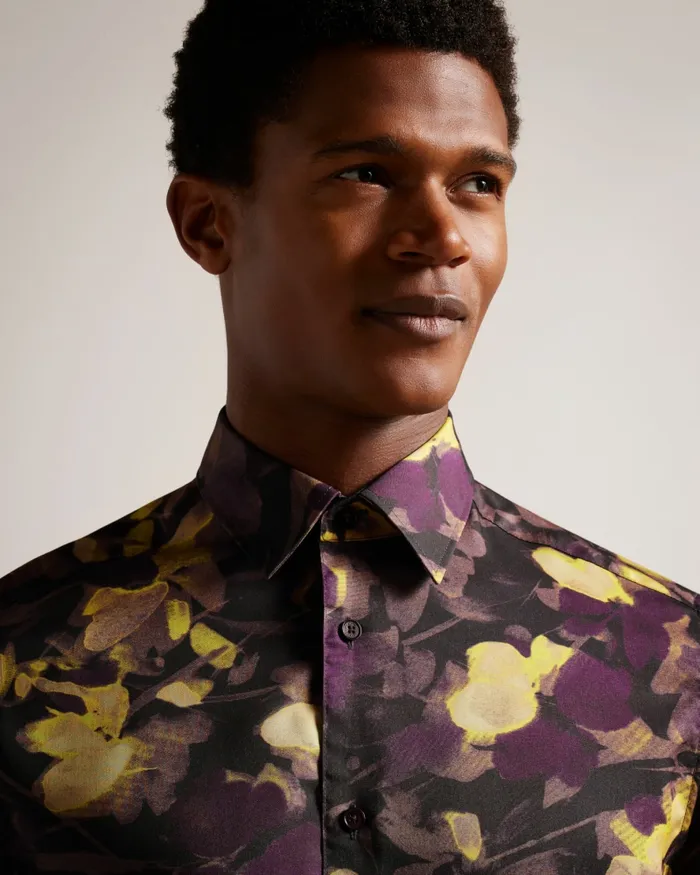 Men SLEVEN 8211 Long Sleeve Watercolour Print Shirt Multicoloured Ted Baker Shirts
