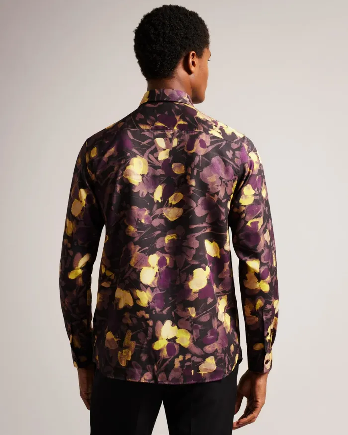 Men SLEVEN 8211 Long Sleeve Watercolour Print Shirt Multicoloured Ted Baker Shirts