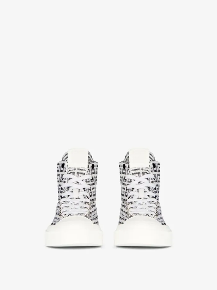 Men Sneakers Givenchy City High Top Sneakers In 4G Jacquard Blackwhite