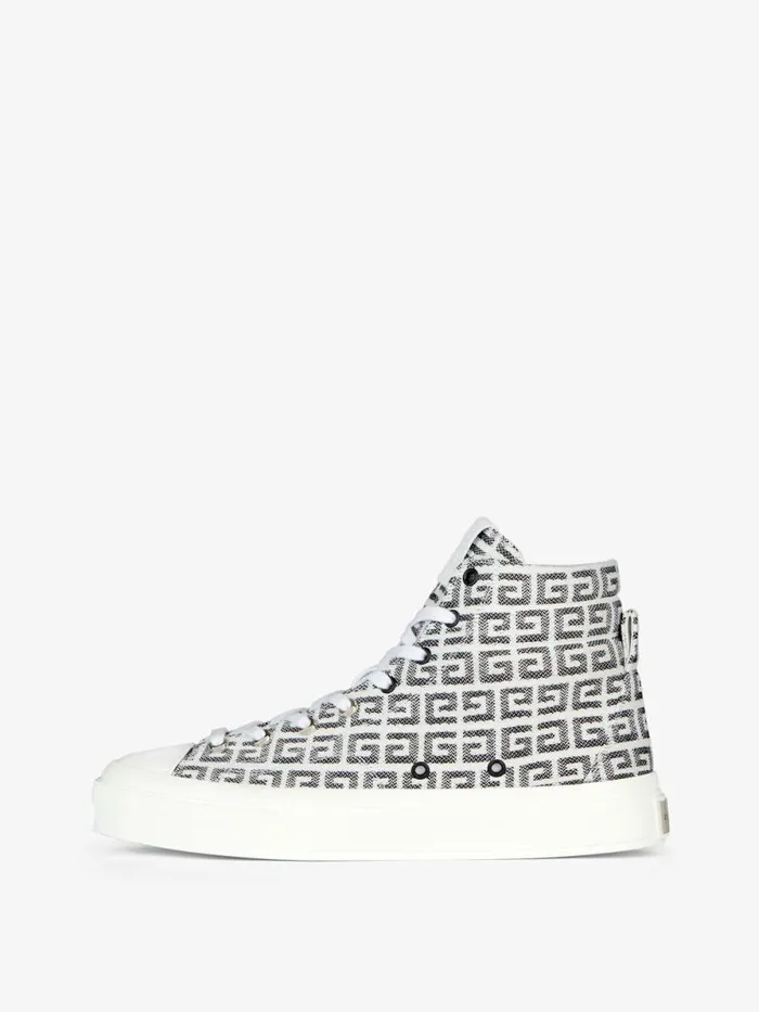 Men Sneakers Givenchy City High Top Sneakers In 4G Jacquard Blackwhite