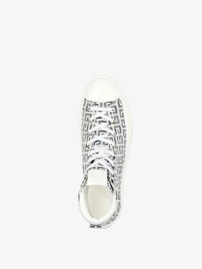 Men Sneakers Givenchy City High Top Sneakers In 4G Jacquard Blackwhite