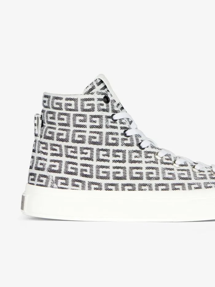 Men Sneakers Givenchy City High Top Sneakers In 4G Jacquard Blackwhite