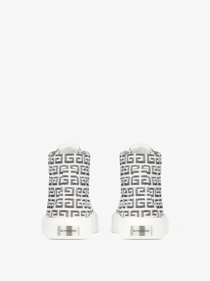 Men Sneakers Givenchy City High Top Sneakers In 4G Jacquard Blackwhite