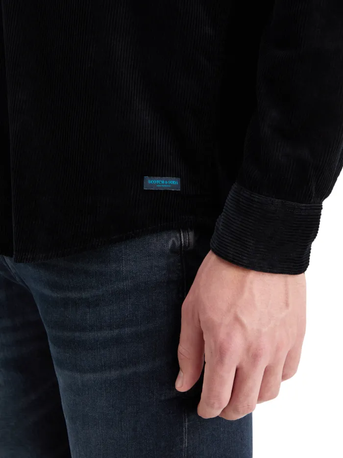 Men SOLID CORDUROY SHIRT Black Scotch and Soda Shirts