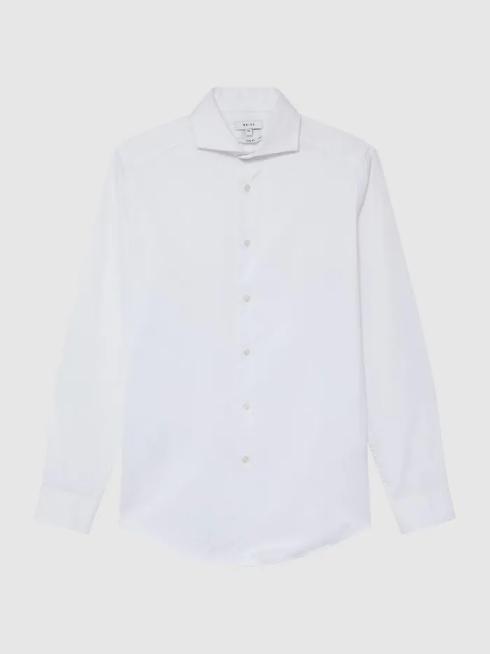 Men Storm Cotton Twill Slim Fit Shirt White Reiss Shirts