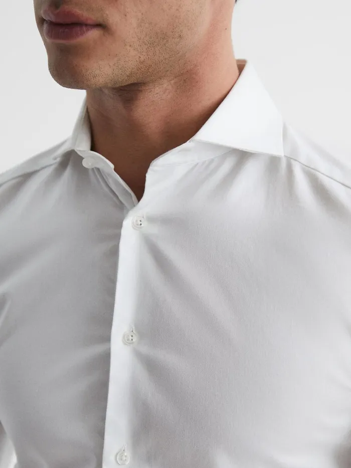 Men Storm Cotton Twill Slim Fit Shirt White Reiss Shirts