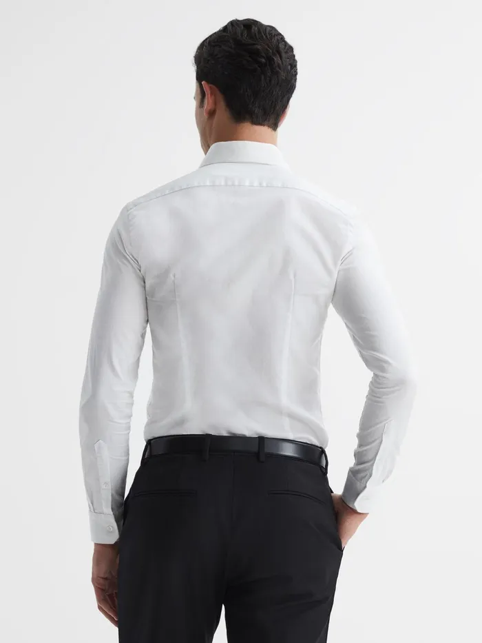 Men Storm Cotton Twill Slim Fit Shirt White Reiss Shirts