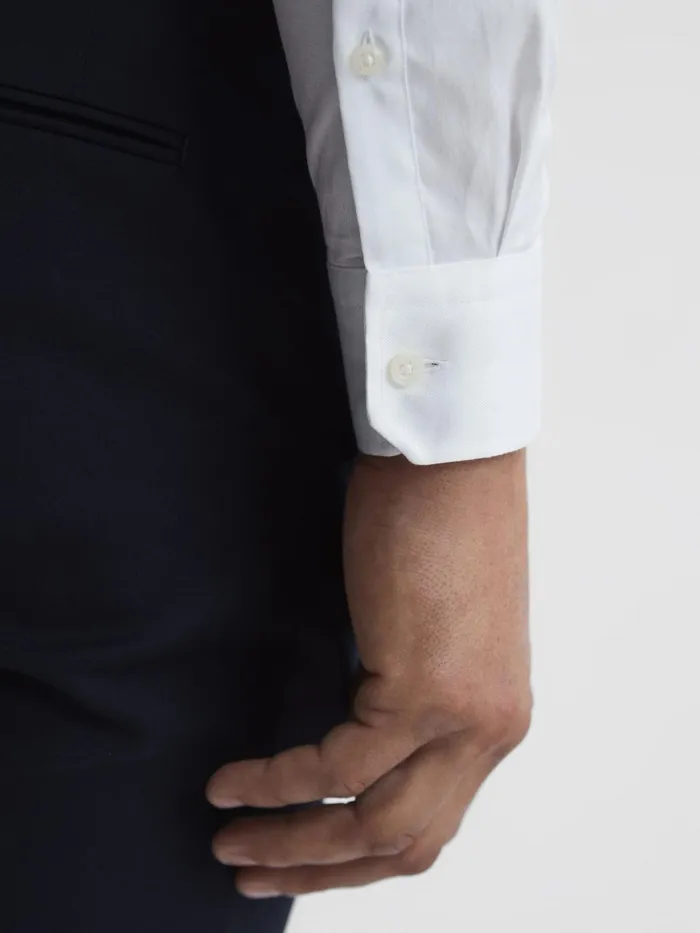 Men Storm Cotton Twill Slim Fit Shirt White Reiss Shirts