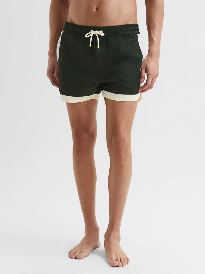 Men Surf Drawstring Contrast Swim Shorts Bottle Greenwhite Reiss Swimwear