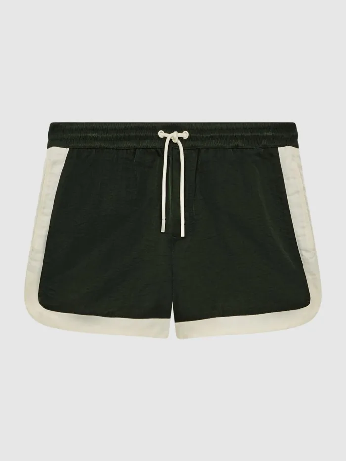 Men Surf Drawstring Contrast Swim Shorts Bottle Greenwhite Reiss Swimwear