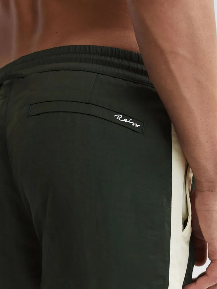 Men Surf Drawstring Contrast Swim Shorts Bottle Greenwhite Reiss Swimwear