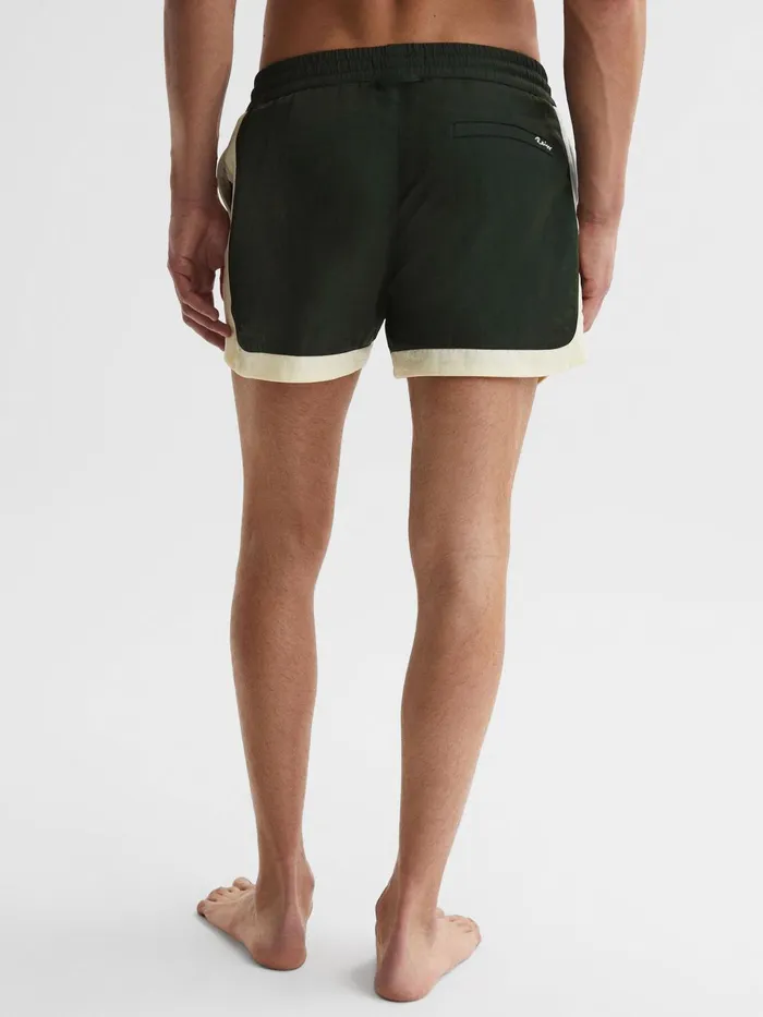 Men Surf Drawstring Contrast Swim Shorts Bottle Greenwhite Reiss Swimwear