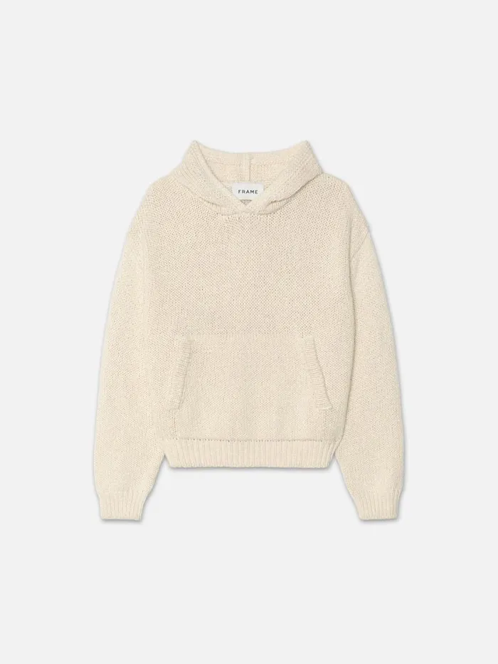 Men Sweaters and Hoodies FRAME Chunky Hoodie Sweater 8212 White Canvas