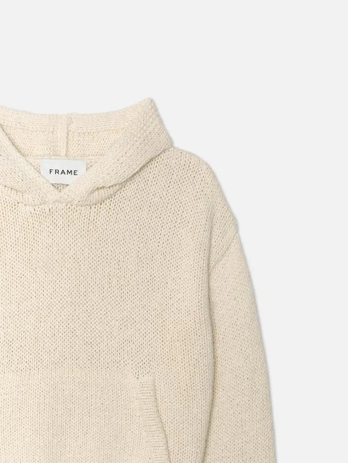 Men Sweaters and Hoodies FRAME Chunky Hoodie Sweater 8212 White Canvas