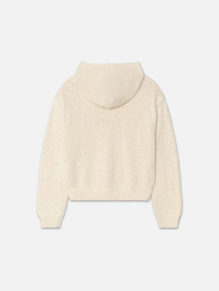 Men Sweaters and Hoodies FRAME Chunky Hoodie Sweater 8212 White Canvas
